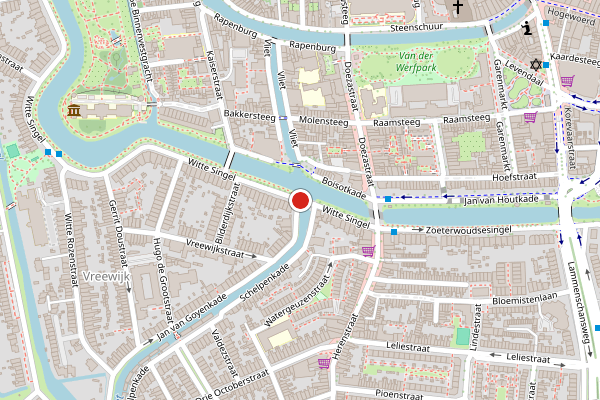 Brandweer-melding op Oude Singel, Leiden op 28 juni, kaart-overzicht