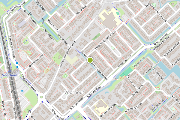 Ambulance-melding op Boudewijn van der Beeststraat, Voorhout op 28 juni, kaart-overzicht