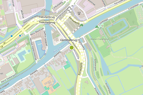 Ambulance-melding op Vlietweg, Leiden op 29 juni, kaart-overzicht