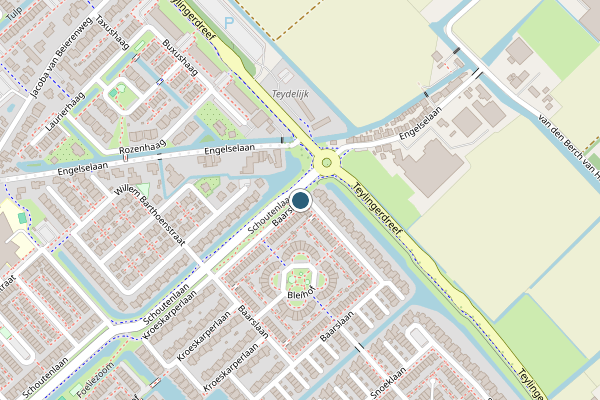 Politie-melding op Baarslaan, Voorhout op 29 juni, kaart-overzicht