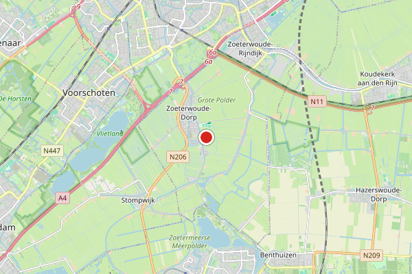 Brandweer-melding op Zoeterwoude op 29 juni, kaart-overzicht