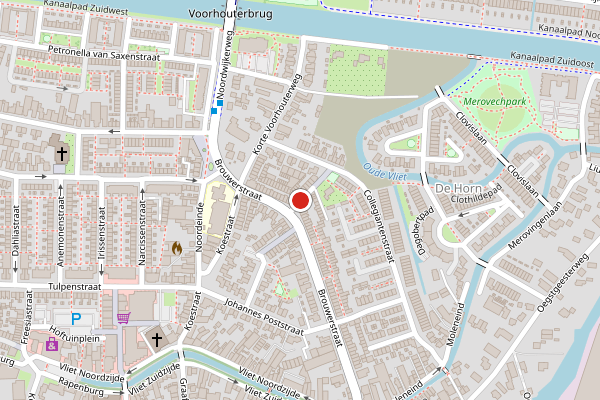 Brandweer-melding op Joachim Oudaanstraat, Rijnsburg op 29 juni, kaart-overzicht
