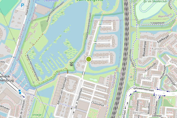 Ambulance-melding op Martinus Houttuynhof, Oegstgeest op 30 juni, kaart-overzicht