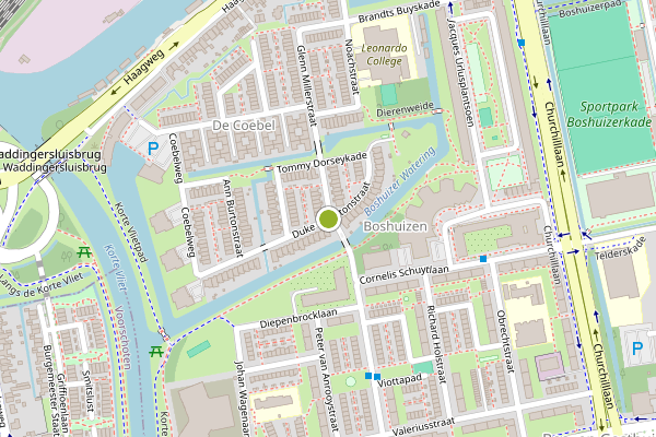 Ambulance-melding op Duke Ellingtonstraat, Leiden op 30 juni, kaart-overzicht
