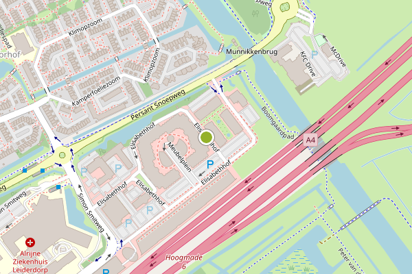 Ambulance-melding op Elisabethhof, Leiderdorp op 30 juni, kaart-overzicht
