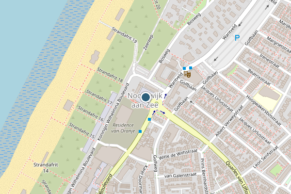 Politie-melding op Vuurtorenplein, Noordwijk op 1 juli, kaart-overzicht