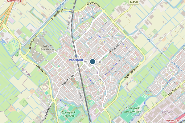 Politie-melding op Prinsenweg (eenzijdig), Voorhout op 1 juli, kaart-overzicht