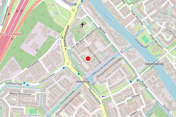 Brandweer-melding op Braggaar- de Doesplein, Leiden op 2 juli, kaart-overzicht