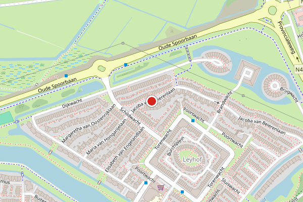 Brandweer-melding op Jacoba van Beierenlaan, Leiderdorp op 1 juli, kaart-overzicht