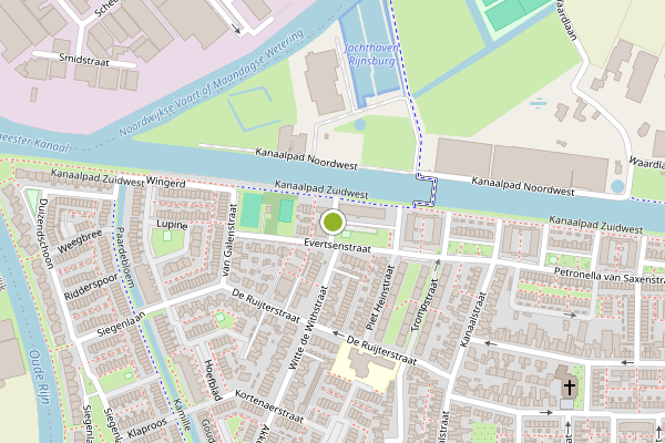 Ambulance-melding op Evertsenstraat, Rijnsburg op 3 juli, kaart-overzicht