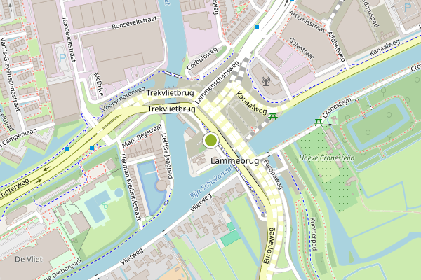 Ambulance-melding op Lammenschansplein, Leiden op 3 juli, kaart-overzicht