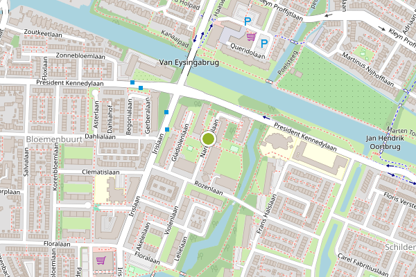 Ambulance-melding op Narcissenlaan, Oegstgeest op 3 juli, kaart-overzicht