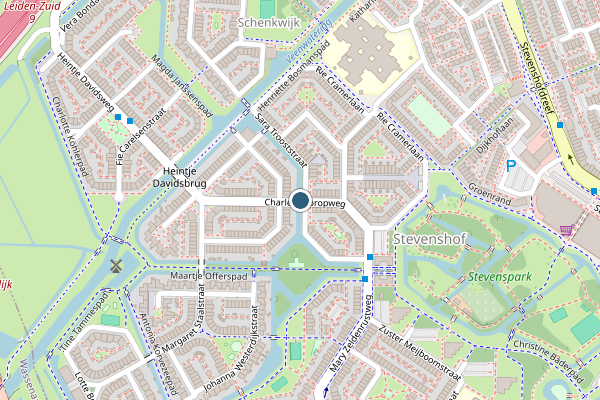 Politie-melding op Charley Tooropweg, Leiden op 3 juli, kaart-overzicht