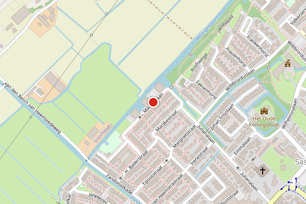 Brandweer-melding op Maximalaan, Sassenheim op 4 juli, kaart-overzicht