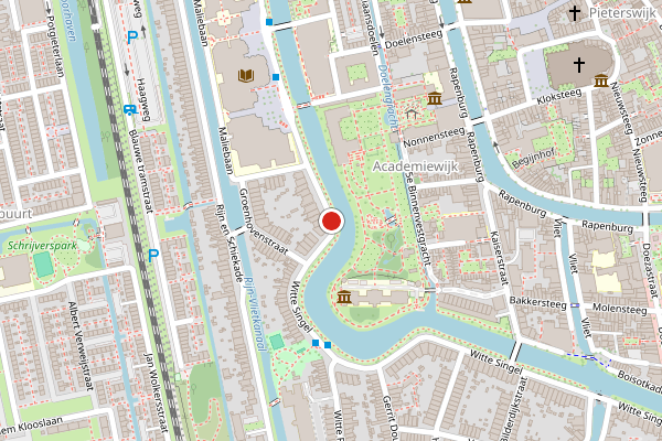Brandweer-melding op Witte Singel, Leiden op 4 juli, kaart-overzicht