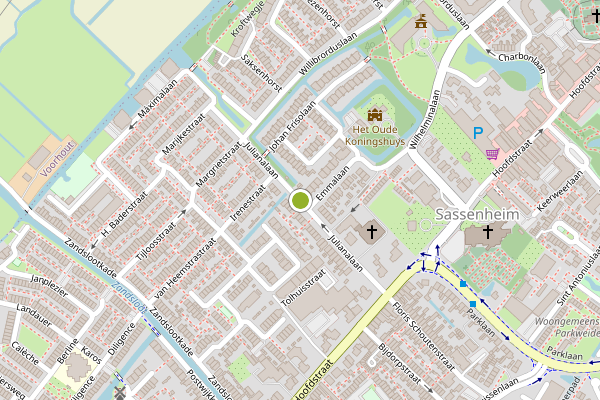 Ambulance-melding op Julianalaan, Sassenheim op 5 juli, kaart-overzicht