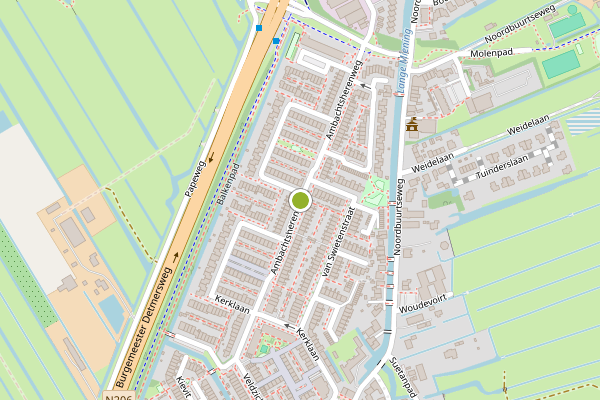 Ambulance-melding op Ambachtsherenweg, Zoeterwoude op 4 juli, kaart-overzicht