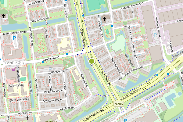 Ambulance-melding op Churchilllaan, Leiden op 5 juli, kaart-overzicht