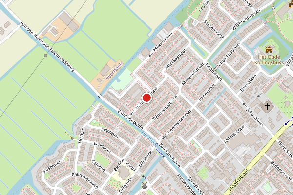 Brandweer-melding op H. Baderstraat, Sassenheim op 5 juli, kaart-overzicht