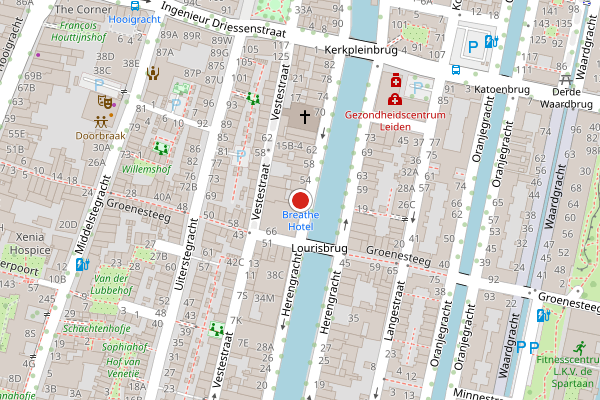 Brandweer-melding op Herengracht, Leiden op 5 juli, kaart-overzicht