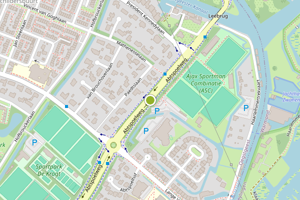 Ambulance-melding op Abtspoelweg, Oegstgeest op 5 juli, kaart-overzicht