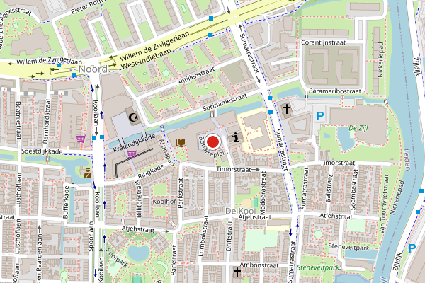 Brandweer-melding op Bonaireplein, Leiden op 6 juli, kaart-overzicht