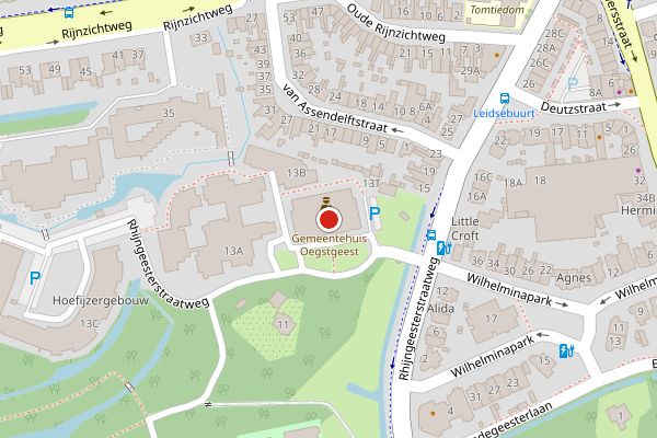 Brandweer-melding op Rhijngeesterstraatweg, Oegstgeest op 7 juli, kaart-overzicht