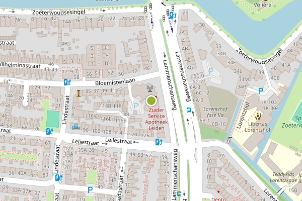 Ambulance-melding op Lammenschansweg, Leiden op 7 juli, kaart-overzicht