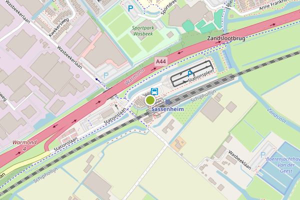 Ambulance-melding op Stationsplein, Sassenheim op 8 juli, kaart-overzicht