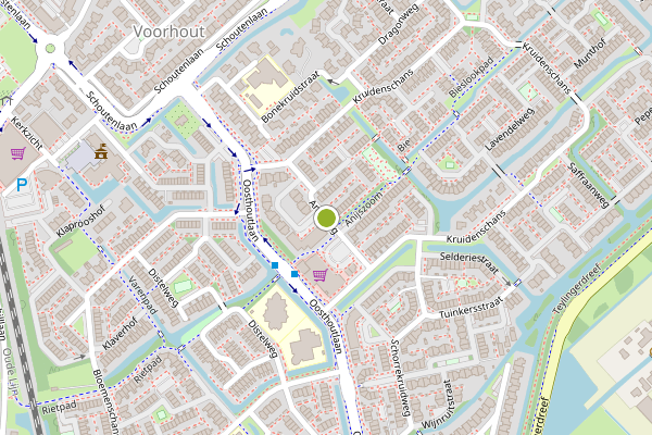 Ambulance-melding op Anijsweg, Voorhout op 9 juli, kaart-overzicht