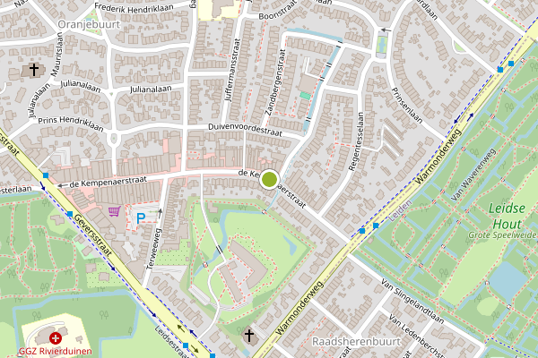 Ambulance-melding op de Kempenaerstraat, Oegstgeest op 10 juli, kaart-overzicht