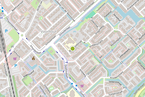 Ambulance-melding op Bonekruidstraat, Voorhout op 10 juli, kaart-overzicht