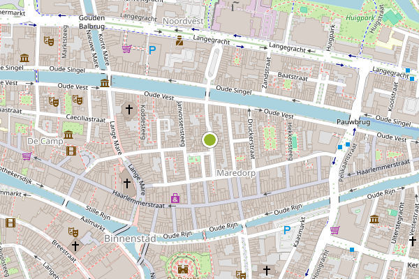Ambulance-melding op Vollersgracht, Leiden op 11 juli, kaart-overzicht