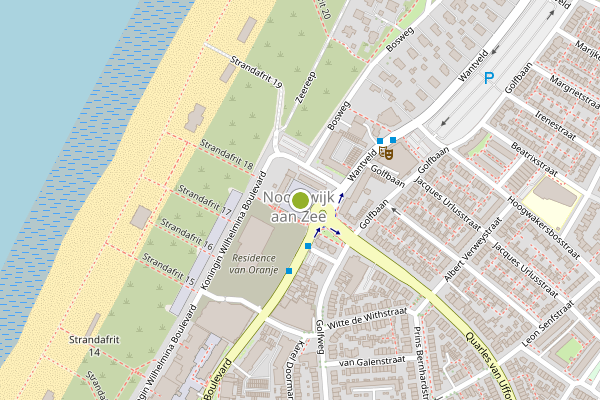 Ambulance-melding op Vuurtorenplein, Noordwijk op 11 juli, kaart-overzicht