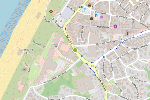 Ambulance-melding op De Grent, Noordwijk op 12 juli, kaart-overzicht