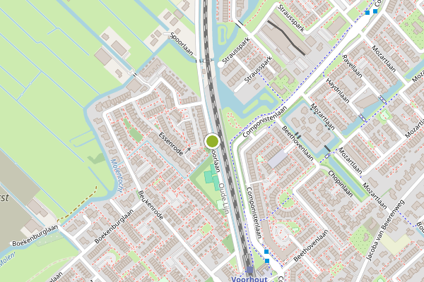 Ambulance-melding op Spoorlaan, Voorhout op 13 juli, kaart-overzicht