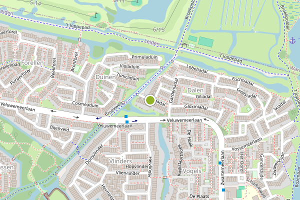 Ambulance-melding op Zinniadal, Leiden op 13 juli, kaart-overzicht