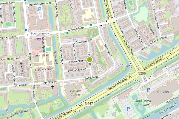Ambulance-melding op Griegstraat, Leiden op 13 juli, kaart-overzicht