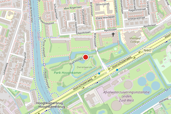 Brandweer-melding op Park Hooghkamer, Leiden op 13 juli, kaart-overzicht