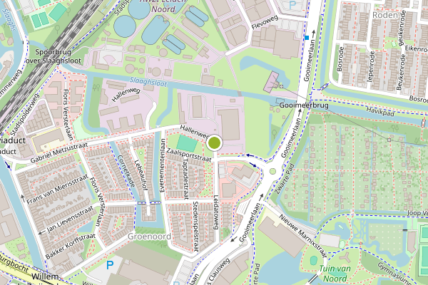 Ambulance-melding op Hallenweg, Leiden op 14 juli, kaart-overzicht