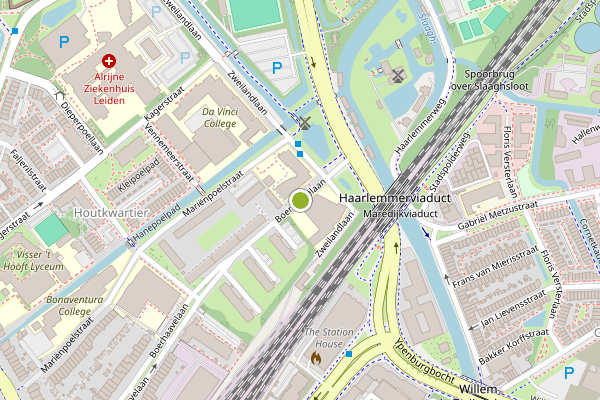 Ambulance-melding op Boerhaavelaan, Leiden op 14 juli, kaart-overzicht