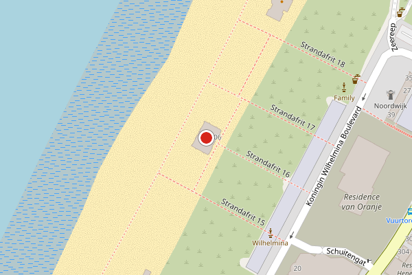 Brandweer-melding op Koningin Wilhelmina Boulevard, Noordwijk op 14 juli, kaart-overzicht
