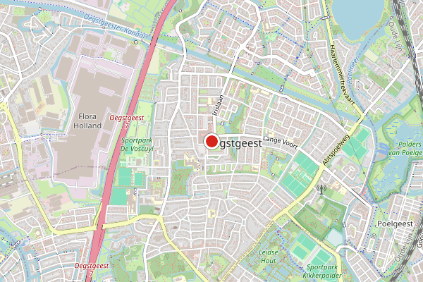 Brandweer-melding op Vervuild wegdek, Oegstgeest op 15 juli, kaart-overzicht