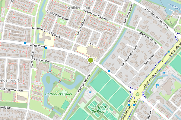 Ambulance-melding op Lange Voort, Oegstgeest op 14 juli, kaart-overzicht