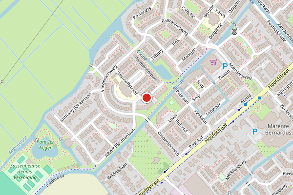 Brandweer-melding op Hofstraweg, Sassenheim op 15 juli, kaart-overzicht
