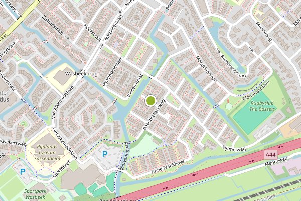 Ambulance-melding op van Slogterenhove, Sassenheim op 15 juli, kaart-overzicht