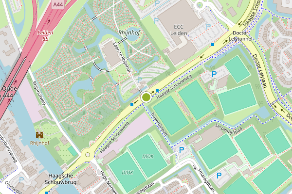 Ambulance-melding op Haagse Schouwweg, Leiden op 15 juli, kaart-overzicht