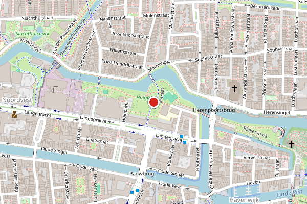 Brandweer-melding op Huigstraat, Leiden op 16 juli, kaart-overzicht