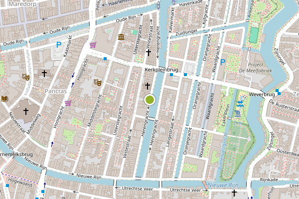 Ambulance-melding op Herengracht, Leiden op 16 juli, kaart-overzicht