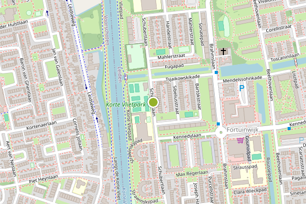 Ambulance-melding op Schubertlaan, Leiden op 17 juli, kaart-overzicht